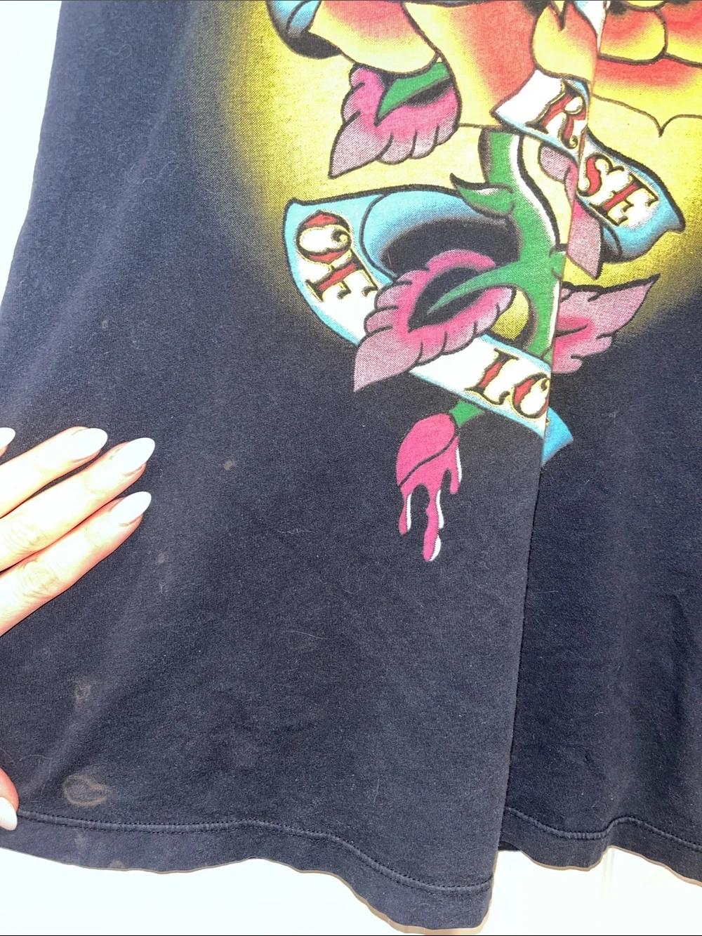 Ed Hardy By Christian Audigier Golden Rose of Love Short Sleeve Baby Tee faded - Picture 4 of 14